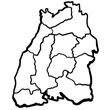 Karte von Baden-Württemberg mit den Umrissen der 11 Regionen